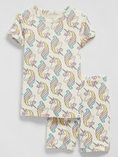 New Gap Unicorn Print Short 2-Piece Pajama Set 3T