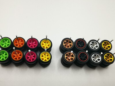 Hot Wheels 6 Speichen + TE37 Gummireifen 8 Sätze (8 Farben) JDM 1:64 Real Riders