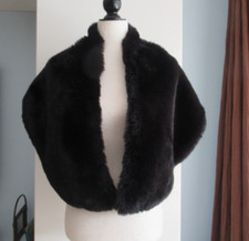 Faux Fur Shawl Wrap One Size 50" L x 12" H Black, Fully Lined