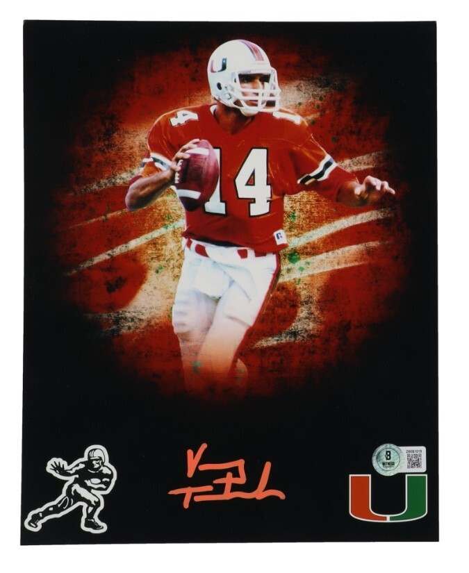 Vinny Testaverde Autographed Signed Miami Hurricanes 8x10 Photo (Beckett Witness) 