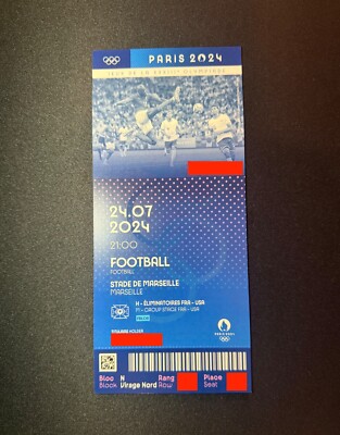 Billet Ticket Souvenir FRANCE - USA - JEUX OLYMPIQUES PARIS 2024 -FOOTBALL FBL06