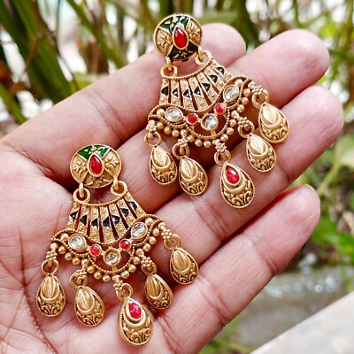 gold earrings heavy south indian jewellery