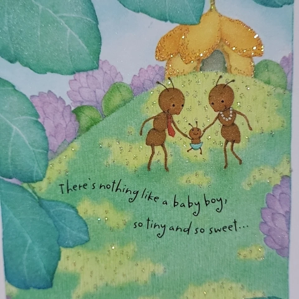 Tarjeta de felicitación Hallmark Expressions bebé niño llegada ducha antropomórfica Foto 2 de 4