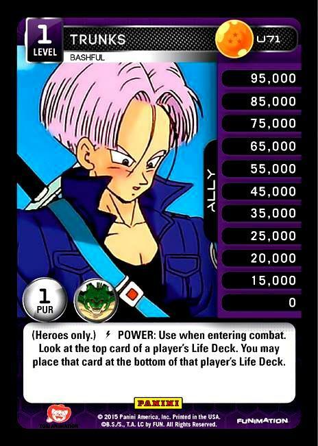 DBZ Dragon Ball Z TCG Card Panini Heroes & Villains U71 Trunks