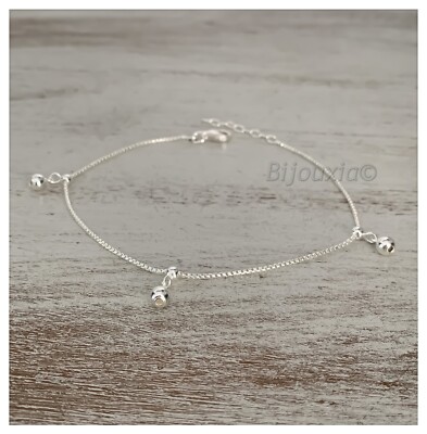 Chaîne De Cheville Pampilles Boules En Argent Massif 925/000 - Main Image