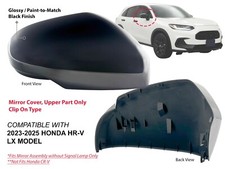 Upper Mirror Cover for 2023-2025 HONDA HR-V LX Model Glossy Black Passenger Side