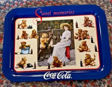 Coca-Cola Sweet Memories  Teddy and Coke Tray  1998 17"x 13 1/2"