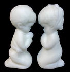Fenton Art Glass Milk Satin Boy And Girl Praying
