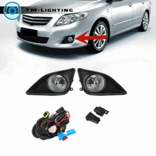 Pair of Fog Lights Lamps w/Black Cover Switch kits For 2009-2010 Toyota Corolla