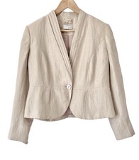 Minuet Petite Linen Jacket Size 14 Elegant Wedding Blazer Mob Occasion Champagne