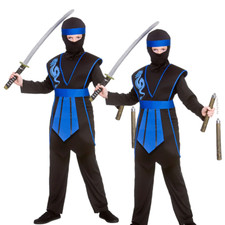 Samurai Ninja Kids Fancy Dress Costume Martial Arts Ninjas Outfit Age 5-13