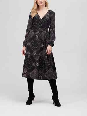 V by Very Jersey abgestuftes Halstuchkleid - Paisley-Druck UK 12