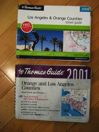 Vintage 2001 &amp; 2008 Thomas Guides Los Angeles and Orange Counties VG ...