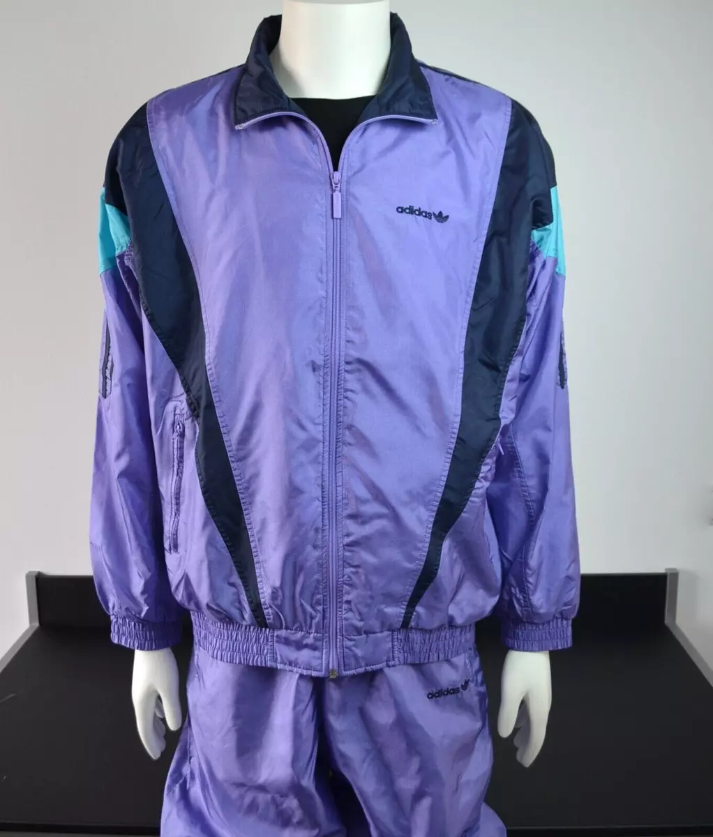 agudo ficción Pintura Unisex 80s 90s ADIDAS Full Shell Suit Tracksuit Jacket Lilac Purple Vintage  | eBay