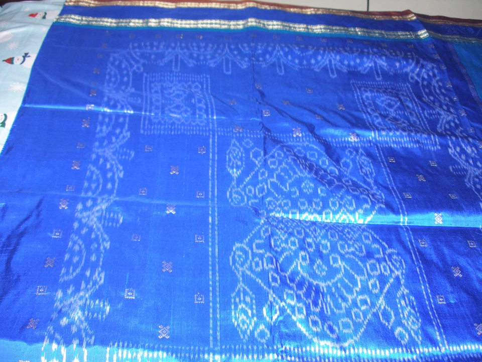 NUEVO EXCLUSIVO POCHAMPALLY BOMKAI 100% Seda Sari Foto 4 de 4