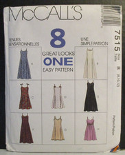 McCall's Pattern 7515 Misses Princess Dress 2 Lengths 8 Looks Size 8-10-12 Uncut