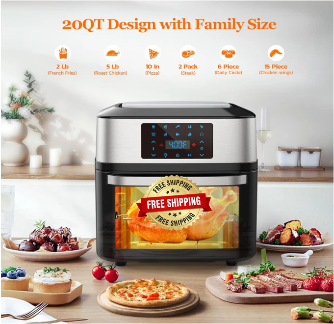 Horno freidora de aire grande de 20 cuartos de galón, combinación 10 en 1.nuevo. Foto 2 de 4