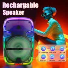 12" Portable Bluetooth Party Speaker 360° Translucent Party Lights w/Stand & Mic