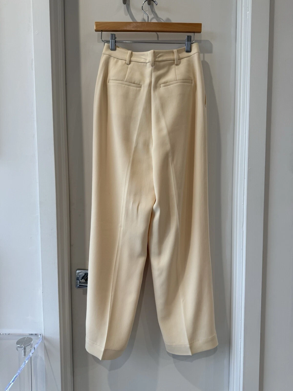 Pantaloni crepe Tory Burch avorio vita alta taglia 0 burro chiaro di luna avorio nuovi con etichette