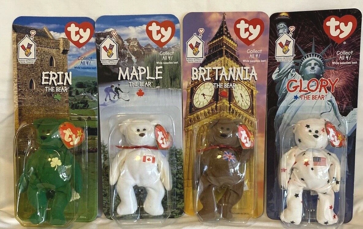 RARE 1993 TY BeanieBabies McDonalds International Bear Set W