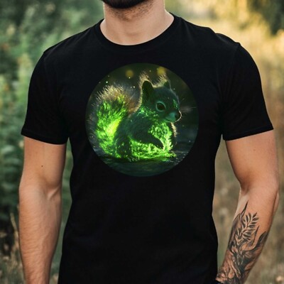 Mens Squirrel Ghost Motif Cotton T-Shirt Size XS to 5XL