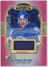 Teemu Selanne 2019-20 Upper Deck Stature Red Patch Autograph Card #92 3/3