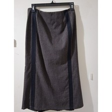 Annette Görtz Billy Brown Pinstripe Midi Skirt Contrast Stripe Size 34 NEW