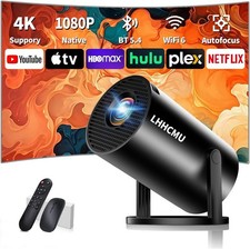 LHHCMU Mini Projector, Support 4K 1080P Portable Projector with Dual Band WiFi6