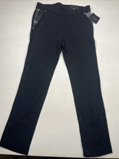 Rafaella  size 6 black textured pants with Faux leather