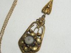 ..Vintage/Antique 12K Gold Filled & Brass, Center Diamond Camphor Glass Necklace — photo 8