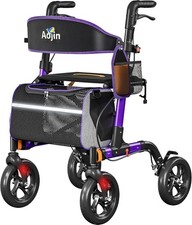 Rollator Walker with 18" Big Seat, 8" All-Terrain Wheels, 350 lb Weight Capacity