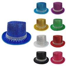 1Pc Adults Magicians Hat w/Rhinestones Belt Tall Hats Cosplay Costume Party Caps