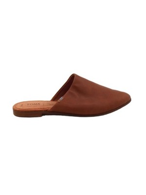 Toms flache Damenschuhe UK 3 hellbraunes Leder mit Wildleder-Schieber