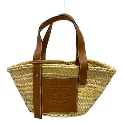 LOEWE Bask Bag Beige Brown Leather Used