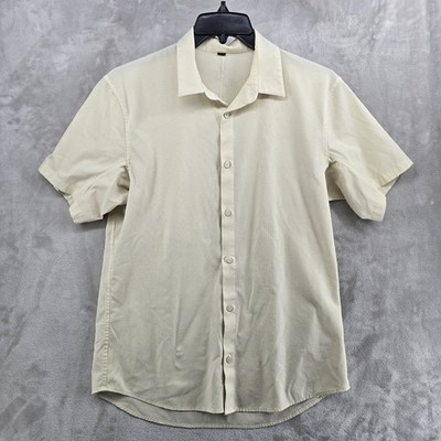 Lululemon Size L Airing Easy Camp Shirt Beige Heathered Lemon