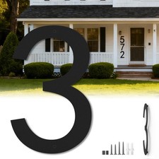 15 Inch Floating Large House Numbers for Outside, Big Black Matte Metal Garag...