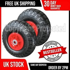 2 PNEUMATIC WHEELBARROW WHEELS SACK TROLLEY TRAILER TRUCK INFLATABLE TYRE VALVE