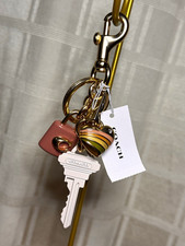 Coach Cluster Keychain Purse/Bag Heart Lock Key Charms Gold Tone NWT