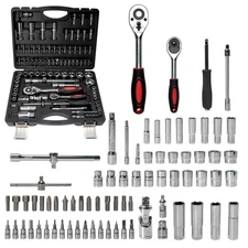 Mechanics Tool Set Metric, 95PCS 1/2" & 1/4" Drive Impact Socket Set with Rat...