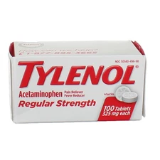 5 Pack Tylenol Regular Strength Acetaminophen Tablets Tablets, 325 mg, 100 Ct