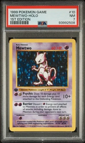 1999 POKEMON BASE SET 1ST EDITION #10 MEWTWO-HOLO PSA 7