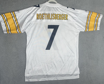 VTG Reebok Jersey Ben Roethlisberger #7 Pittsburgh Steelers Large 48 White NFL