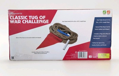 MD Sport Classic Tug Of War Challenge Game-25 Ft Rope - 3/4'' Diameter-w/Flag-NEW