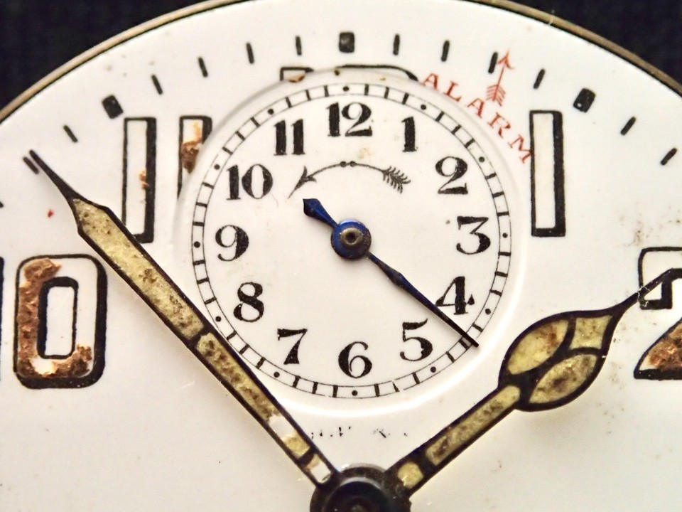 ZENITH ALARM Pocket Watch MOVEMENT Good Enamel Dial 41.55mm SPARES ...