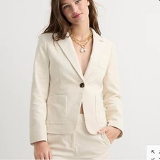 J.Crew Womens Ivory Corduroy Blazer Jacket BJ988 Cream Size 2 Notched Lapel