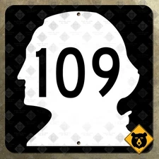 Washington State Route 109 highway marker road sign Hidden Coast Hoquiam 16x16