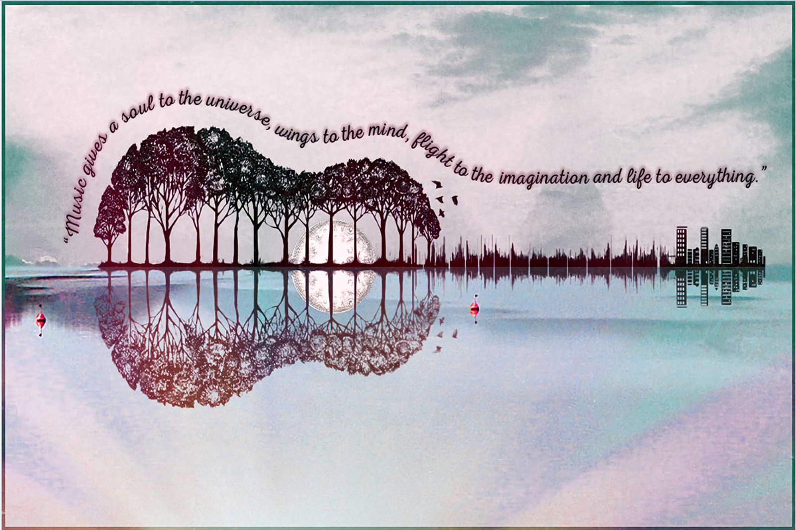 Puzzles for Adults ，Guitar Tree Landscape Wall Decoration，Wooden Puzzle Puzzl...