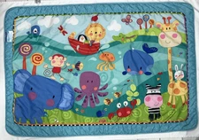 Fisher Price Baby Play Mat Colorful Animals Krinkle Elephant Ear 57"x39" FLAWS