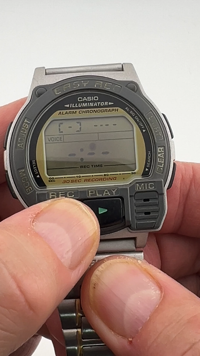 Casio A-V3 Easy Rec Voice Recorder Digital Watch Module 1589 Japan