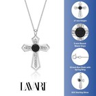 925 Sterling Silver Black Onyx Cross Pendant With White Topaz Accent Rare Gift — photo 4